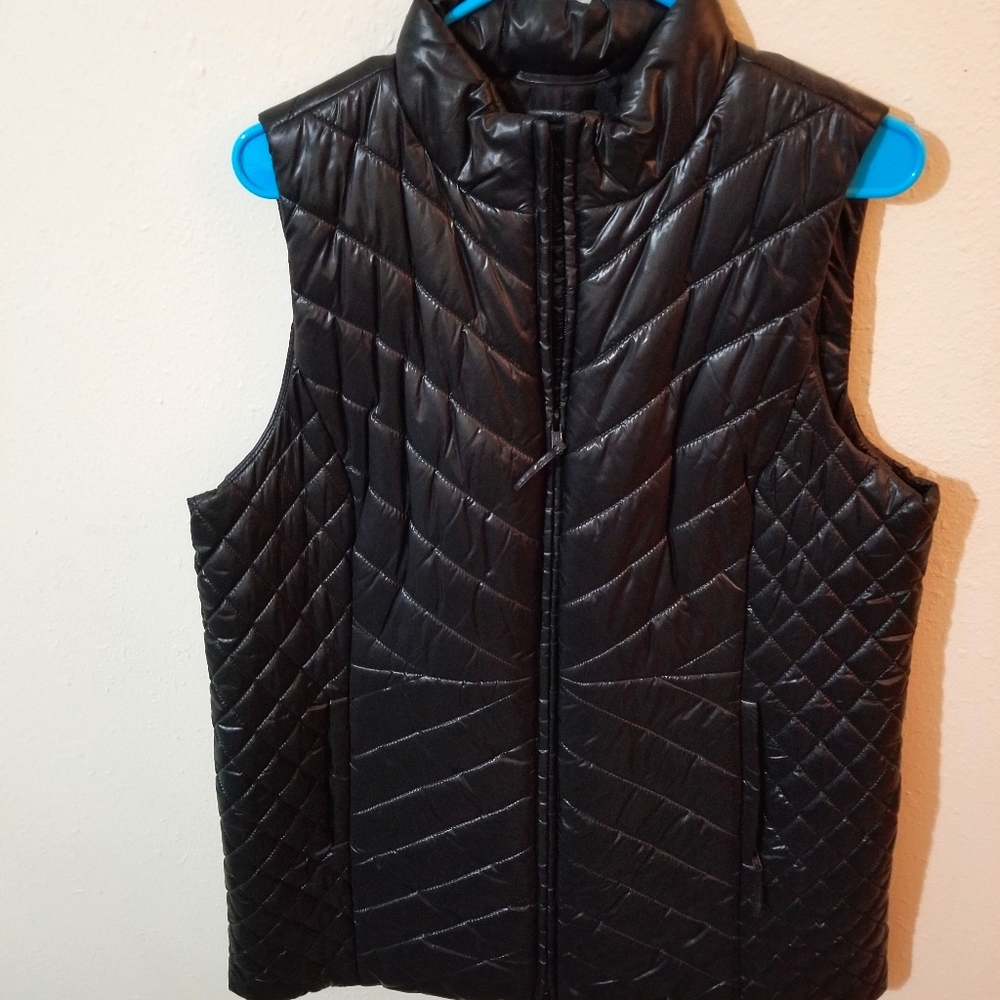 Talbots Black Long Puffer Vest